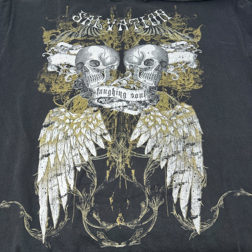 Delta Pro Weight Mens Salvation Skull Wings T-Shirt Black XL Laughing Soul - Picture 5 of 9